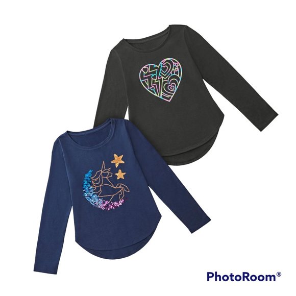 3-$30 Members Mark Girl's Long Sleeve 2 Pack My Favorite Tee - Picture 1 of 9